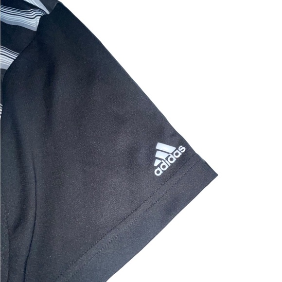Adidas Climacool Black & White Stripe Polo Style Polyester Size Large - Picture 3 of 8